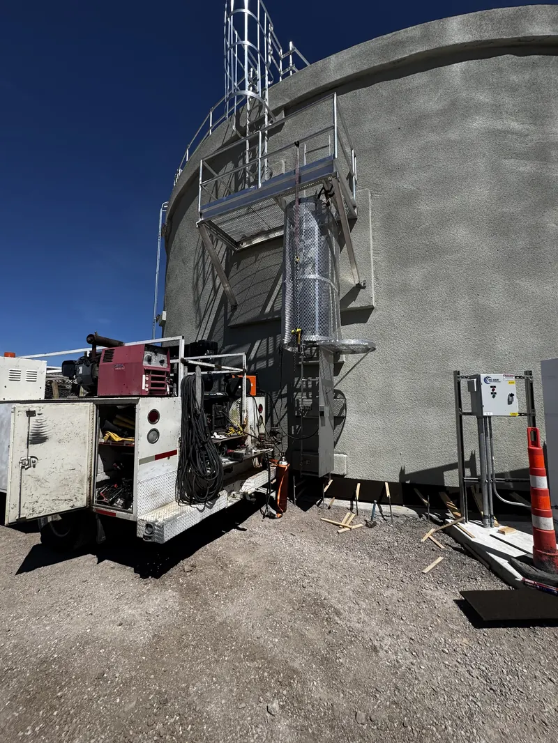 Mobile welding rig parked at an industrial structure job site in Reno area